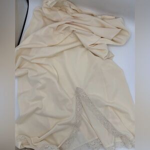 Vintage Lorraine Long Slip Ivory Small Nylon Lace Front Slit